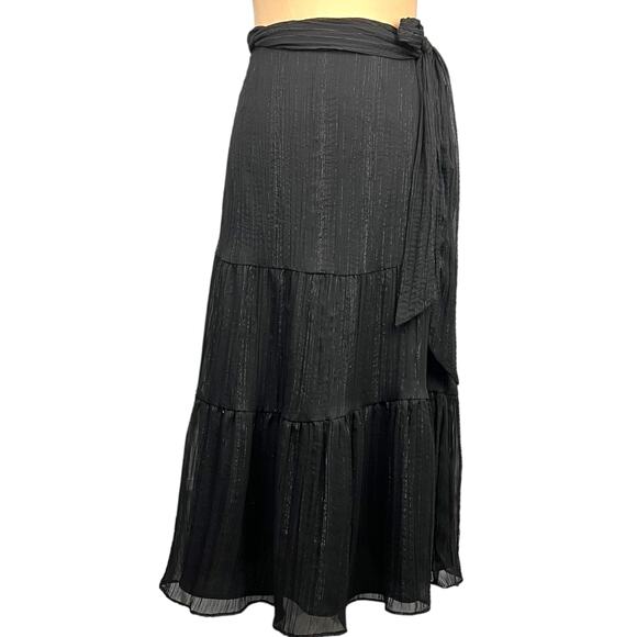 Woman’s Sheer Chiffon Tiered Peasant Skirt & Belt  Sz 8 Whimsigoth Balletcore - Picture 1 of 7